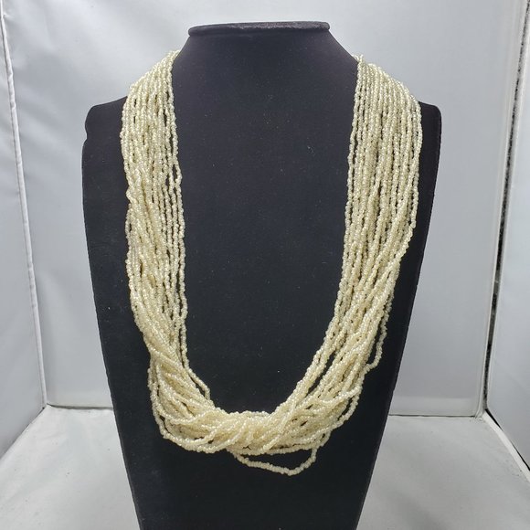 Signature ivory seed bead multi strand necklace 20 strand - Picture 1 of 5